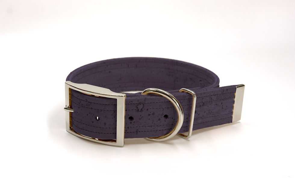 Anthrazitfarbenes Kork-Hundehalsband mit Dornschnalle