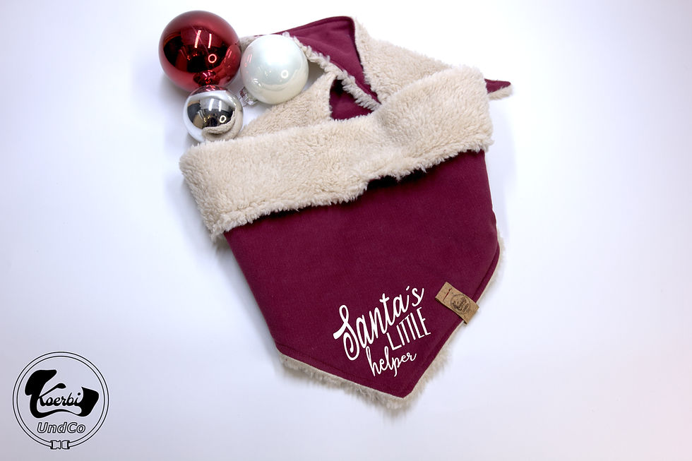 Miniaturbild: Weihnachts-Bandana für Hunde: "Santa's Little Helper" bestickt