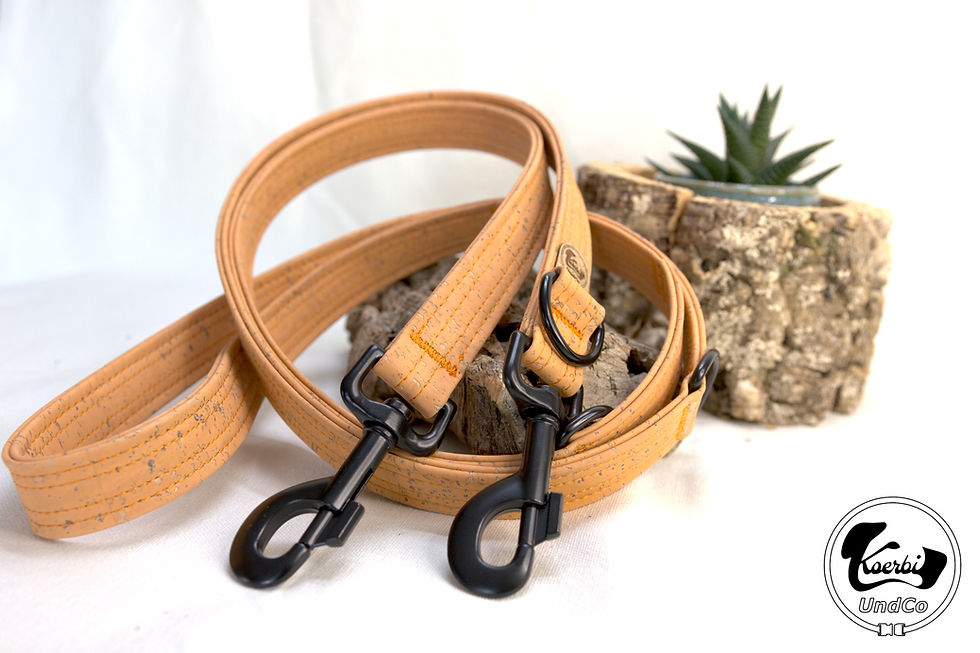 Beige Korkhundeleinen, verschiedene Längen, vegan