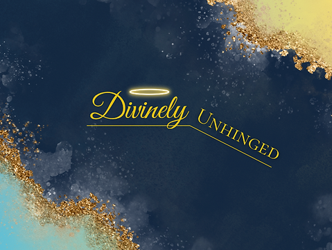 Logo for youtube channel divinely unhinged.