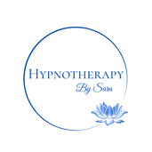 Logo - Blue Circle with "Hypnotherapy By Sara" Inside and a Blue lotus