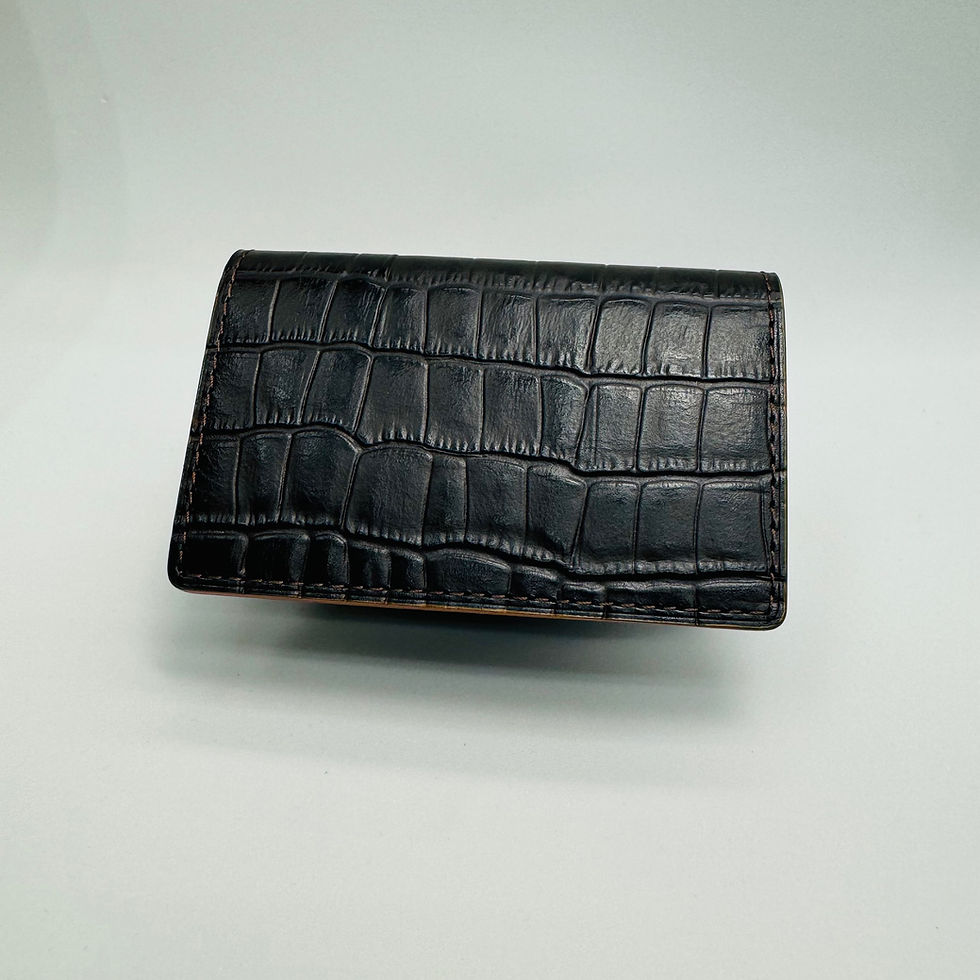 肉盛り名刺入れ クロコダイル型押し/チョコ