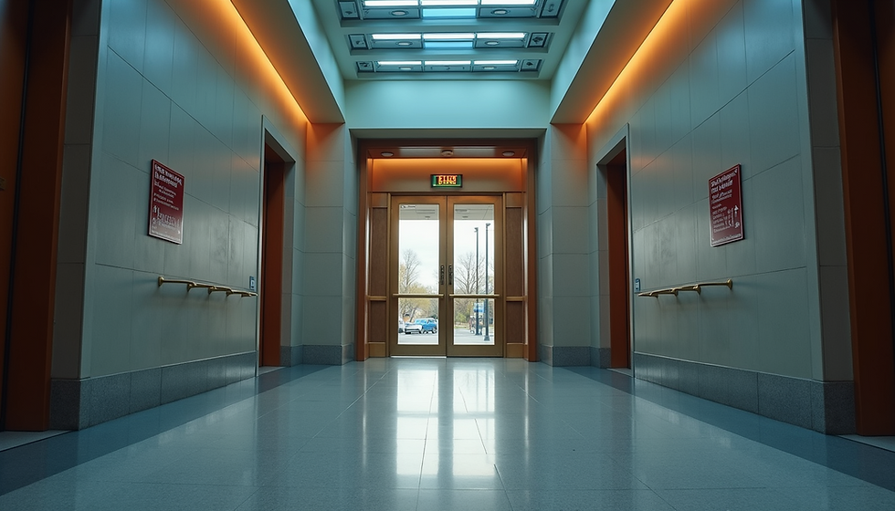 Secure government facility entrance with restricted access