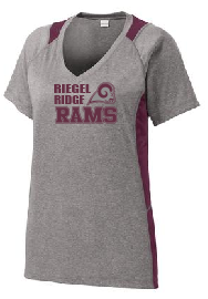 Sport-Tek® Ladies Heather Colorblock Contender™ V-Neck Tee: Ram Design