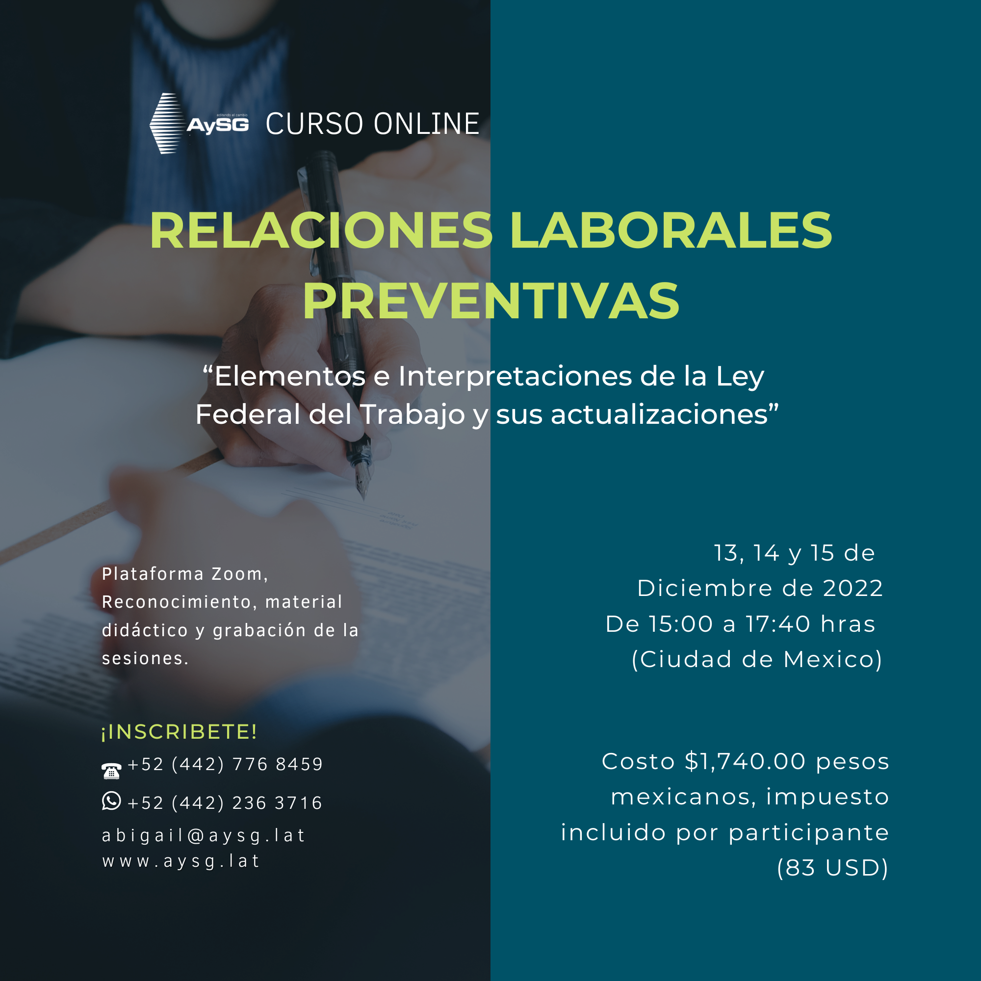 Curso Relaciones Laborales Preventivas