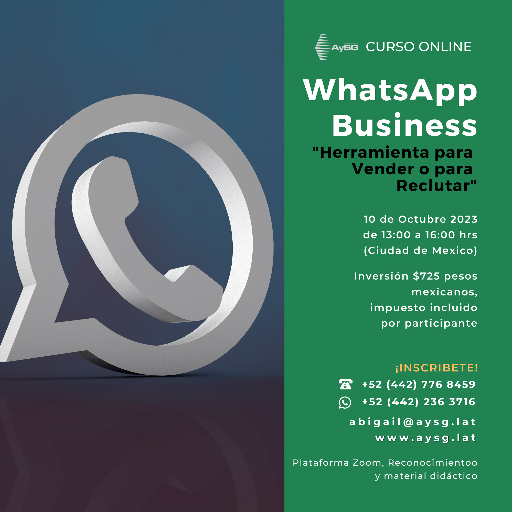 Curso WhatsApp Business "Herramienta para Vender o para Reclutar"