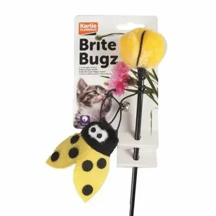 Miniature : Canne à pêche coccinelle ou abeille 48 cm pour chat - Karlie