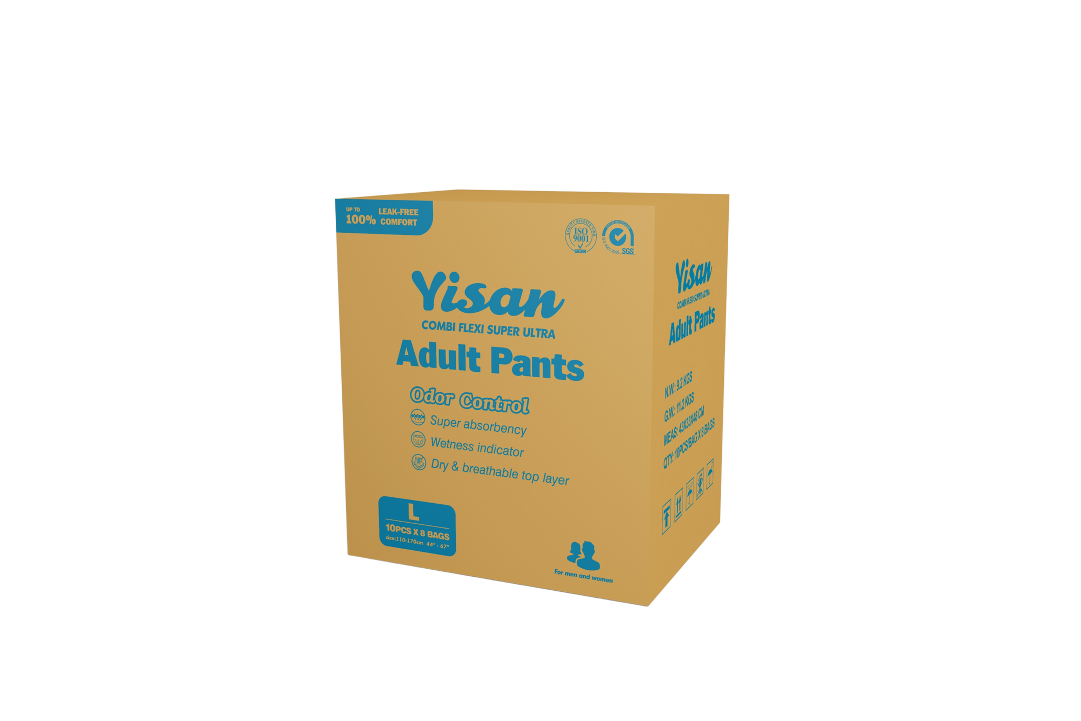 CAJA CALZON PARA ADULTO YISAN COMBI FLEXI SUPER ULTRA TALLA L 80 UN.