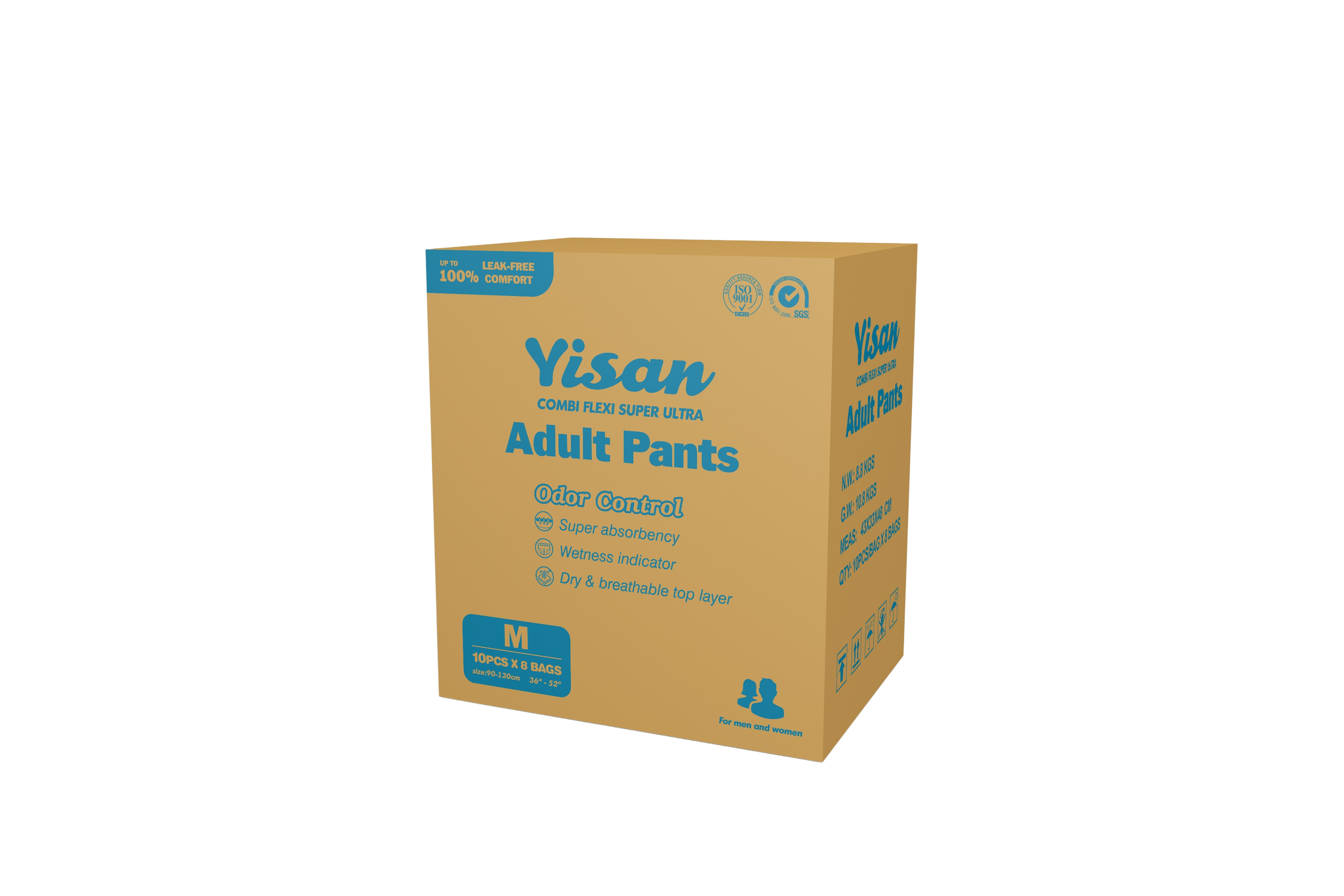 CAJA CALZON PARA ADULTO YISAN COMBI FLEXI SUPER ULTRA TALLA M 80 UN.