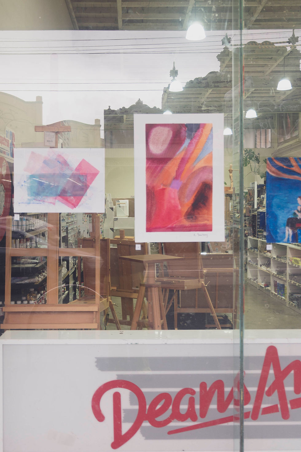 Artists from the Studio Art Group exhibiting in Deans Art supply store Sydney rd Brunswick