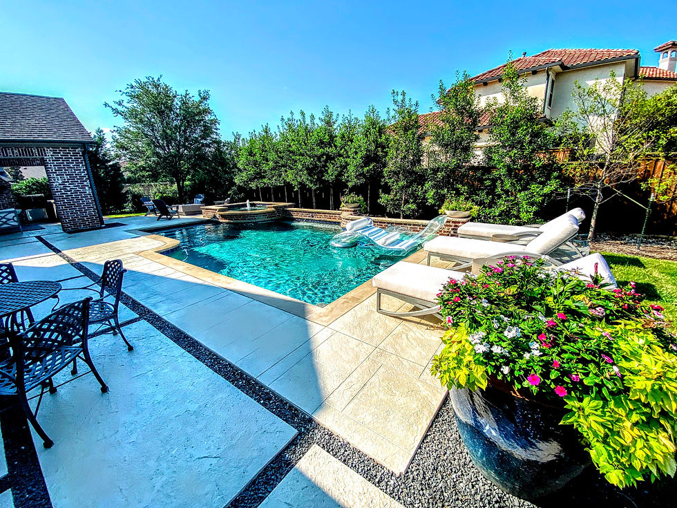 Backyard pool oasis with pavers designed by The Outdoor Living Designer