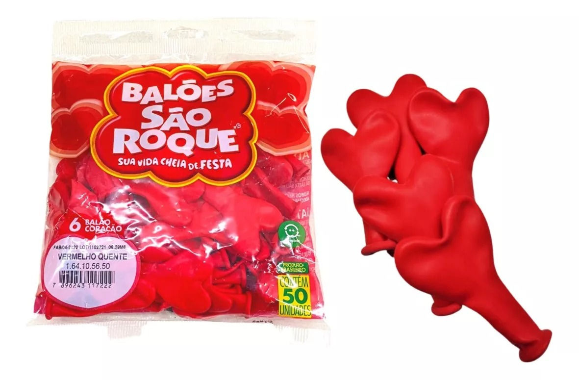 Balão 6 Coração c/ 50un Vm Quente - São Roque