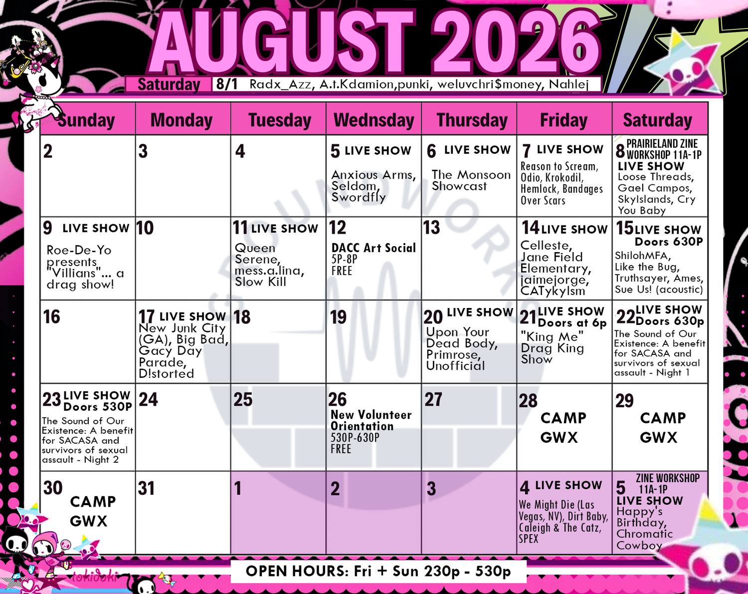 Groundworks | August 2026 Event Calendar