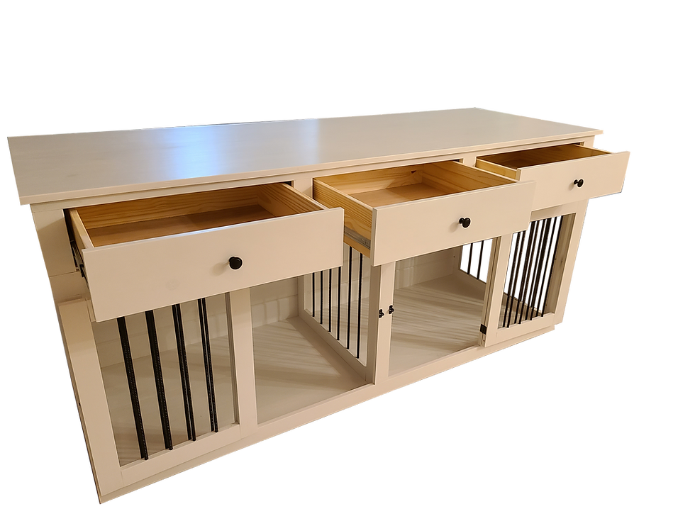 Thumbnail: Wooden Double Dog Crate with Drawers
