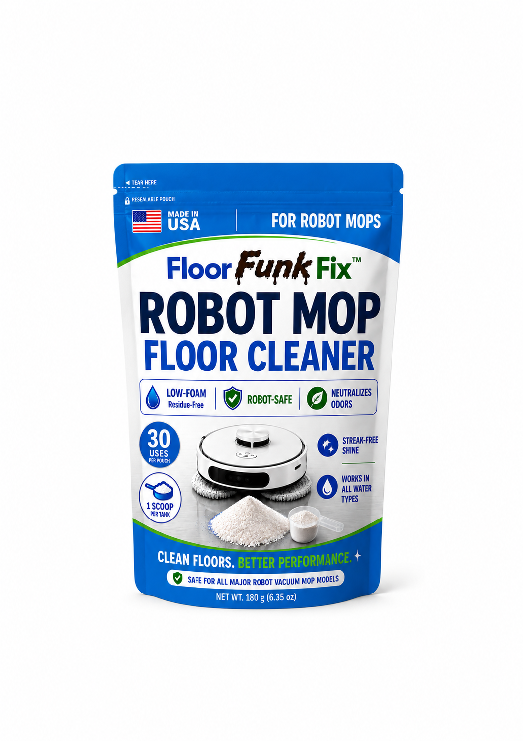 Floor Funk Fix robot mop floor cleaner product pouch standing upright