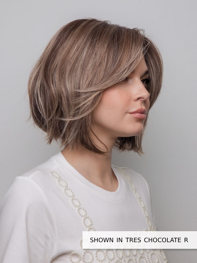 Thumbnail: Mira wig by Amore tres chocolate side view
