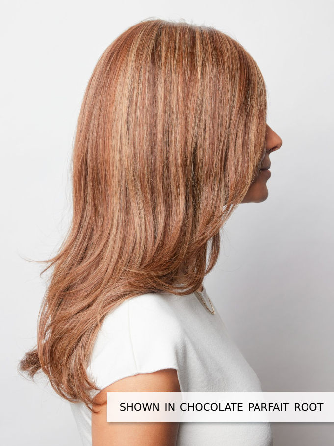 Thumbnail: brielle by amore wig chocolate parfait root side view