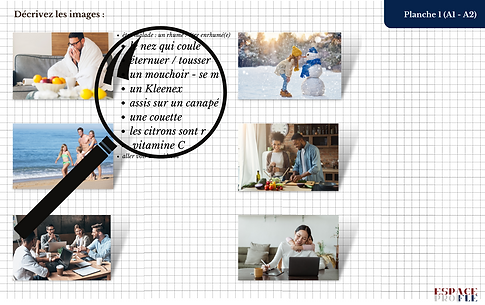 Fiche de productions orale A1 - A2 : description d’image - Planche 1