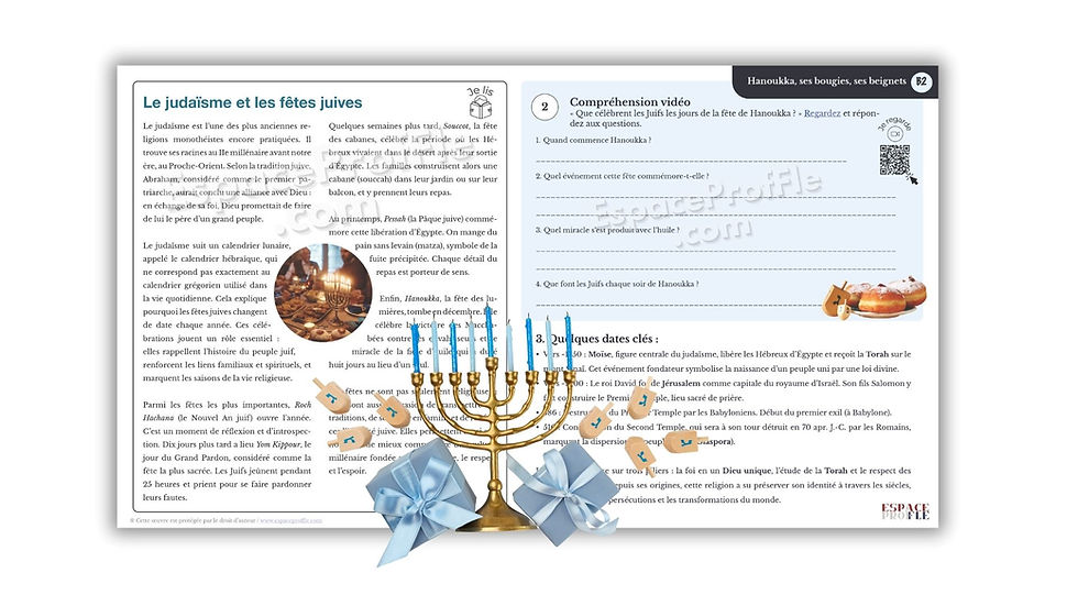 Traditions juives en lumière : une fiche B2 sur Hanoukka