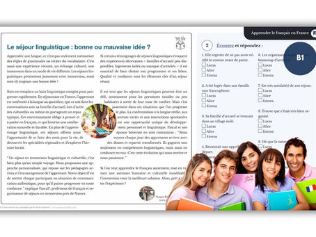 Ressource gratuite : Le séjour linguistique : bonne ou mauvaise idée ? (B1)