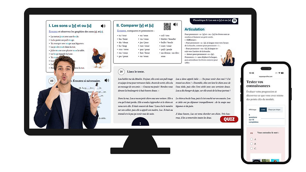 Prononcer « u » et « ou » en français : fiche de phonétique FLE A1