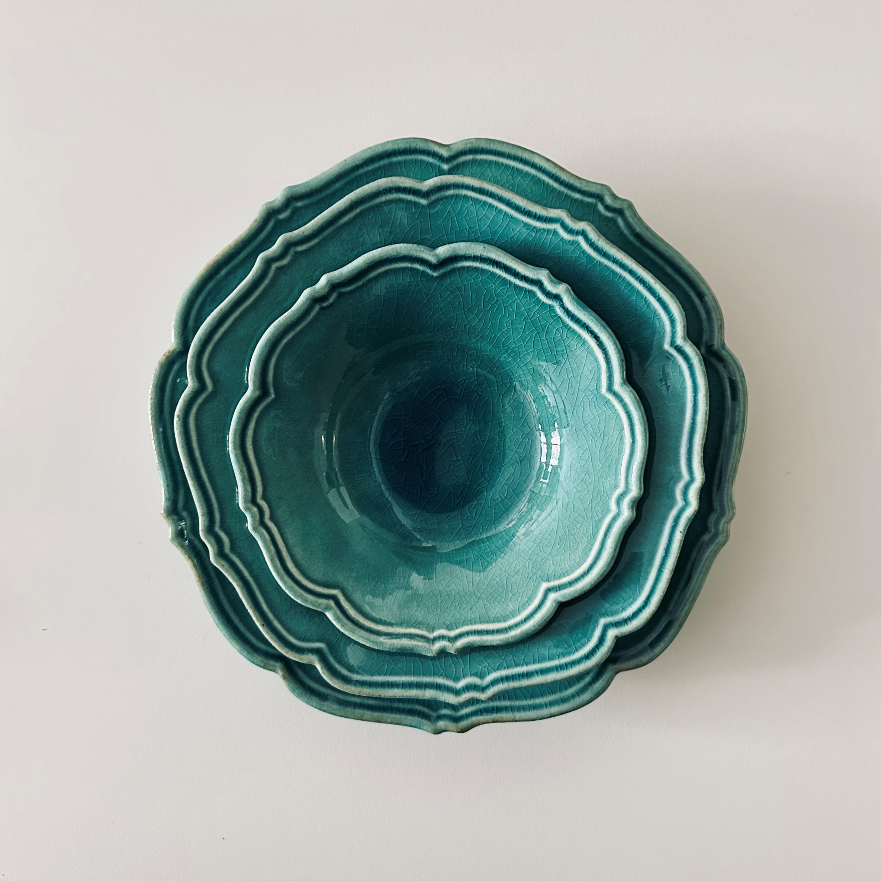 RINKA Rim Shallow Bowl Plate Turquoise  -L
