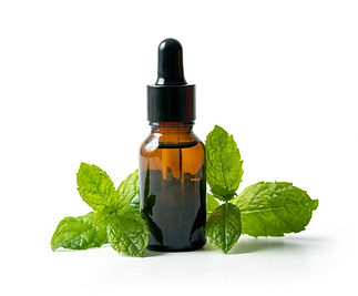 bottle-with-mint-essential-oil-and-green-leaf-isolated-on-white-background from AEMS EXPORTERS