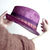 Miniature : Chapeau trilby en paille sisal fuchsia violet et vert T57