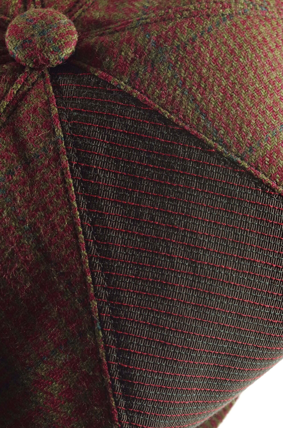 Miniature : Casquette gavroche SQUARE en prince de galles rouge et vert sapin T 60