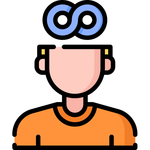 Icono de persona con el simbolo de infinito en su cabeza
