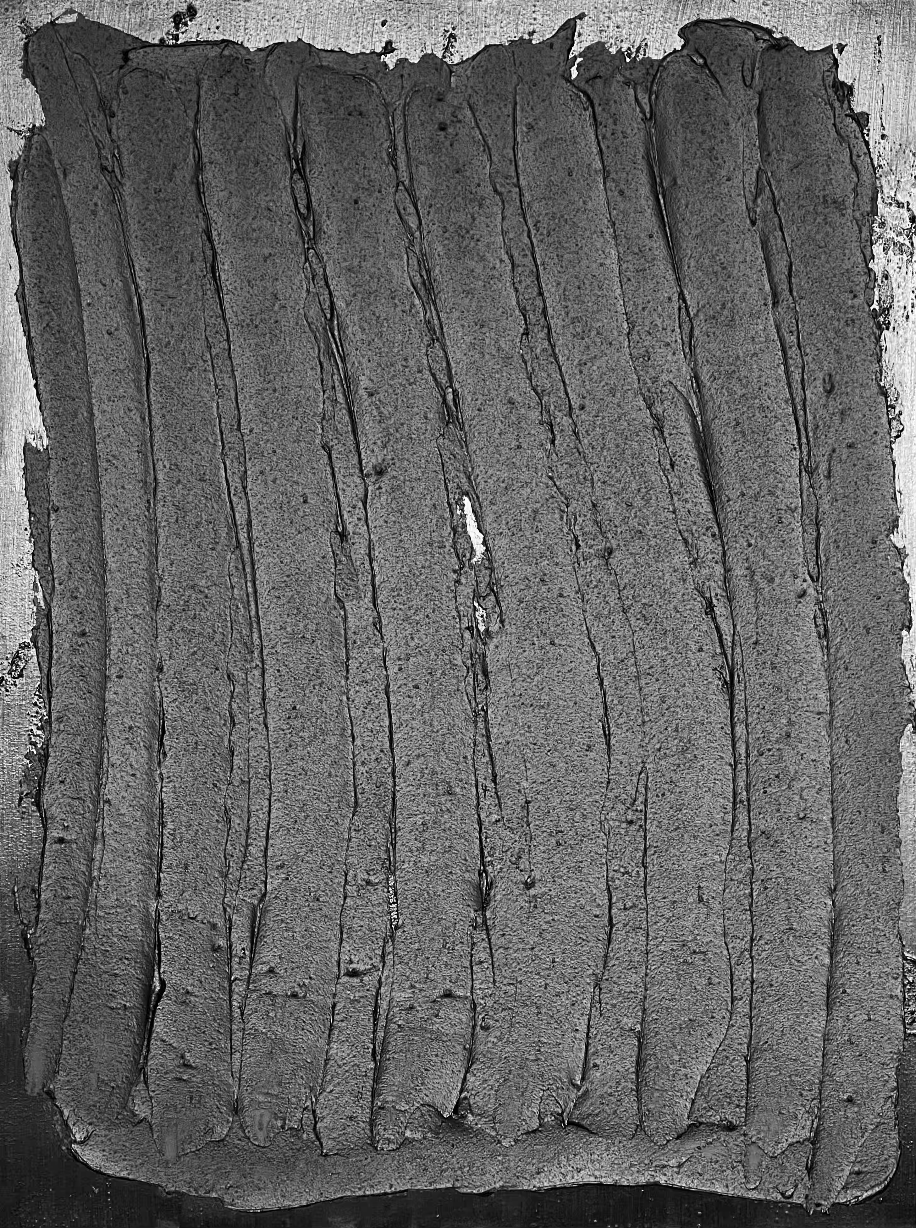 Tableau d'art abstrait de 30 x 40 po. Acrylique sur toile. Riche texture monochrome noire.