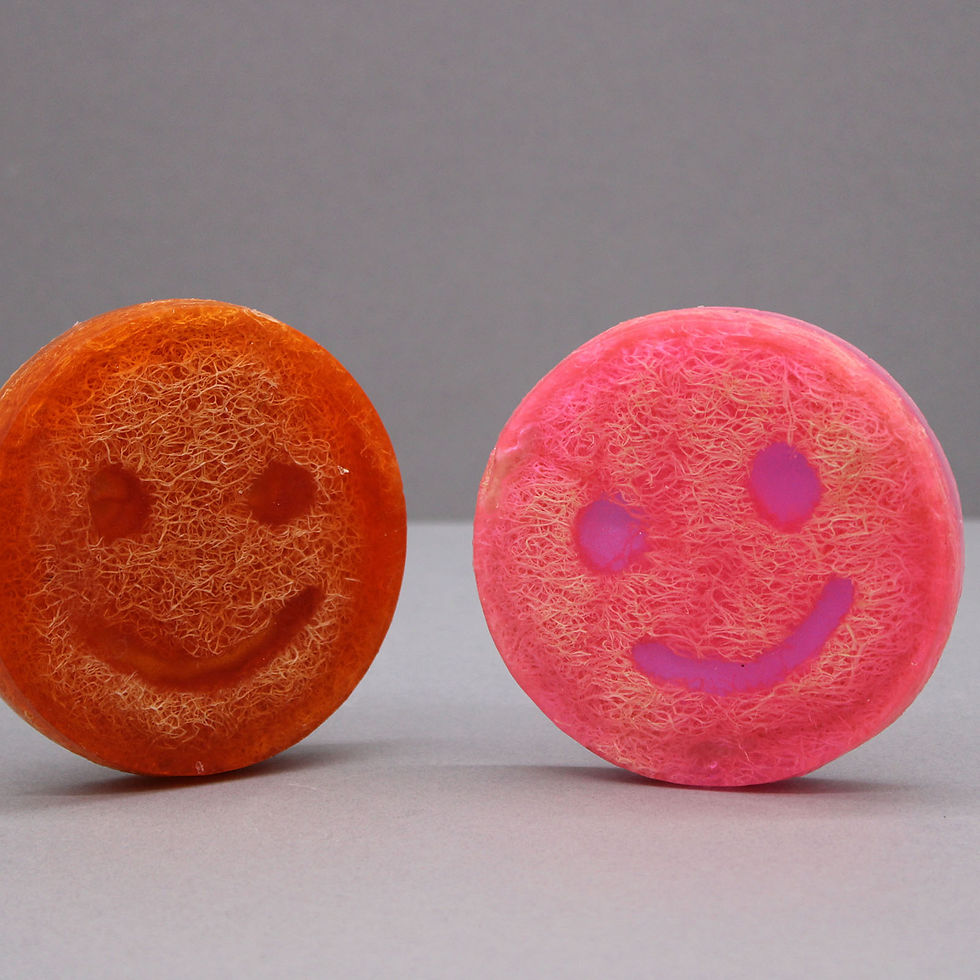 Thumbnail: Loofah Smiley Face and Happy Scrub Soaps