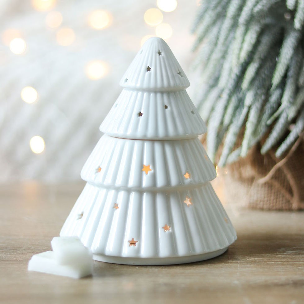 Thumbnail: Christmas Tree Oil Burner in Pink or Winter White - Gift Boxed