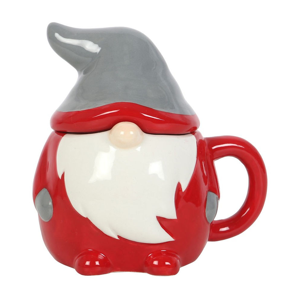 Thumbnail: Red and Grey Gonk Lidded Mug - Gift Boxed