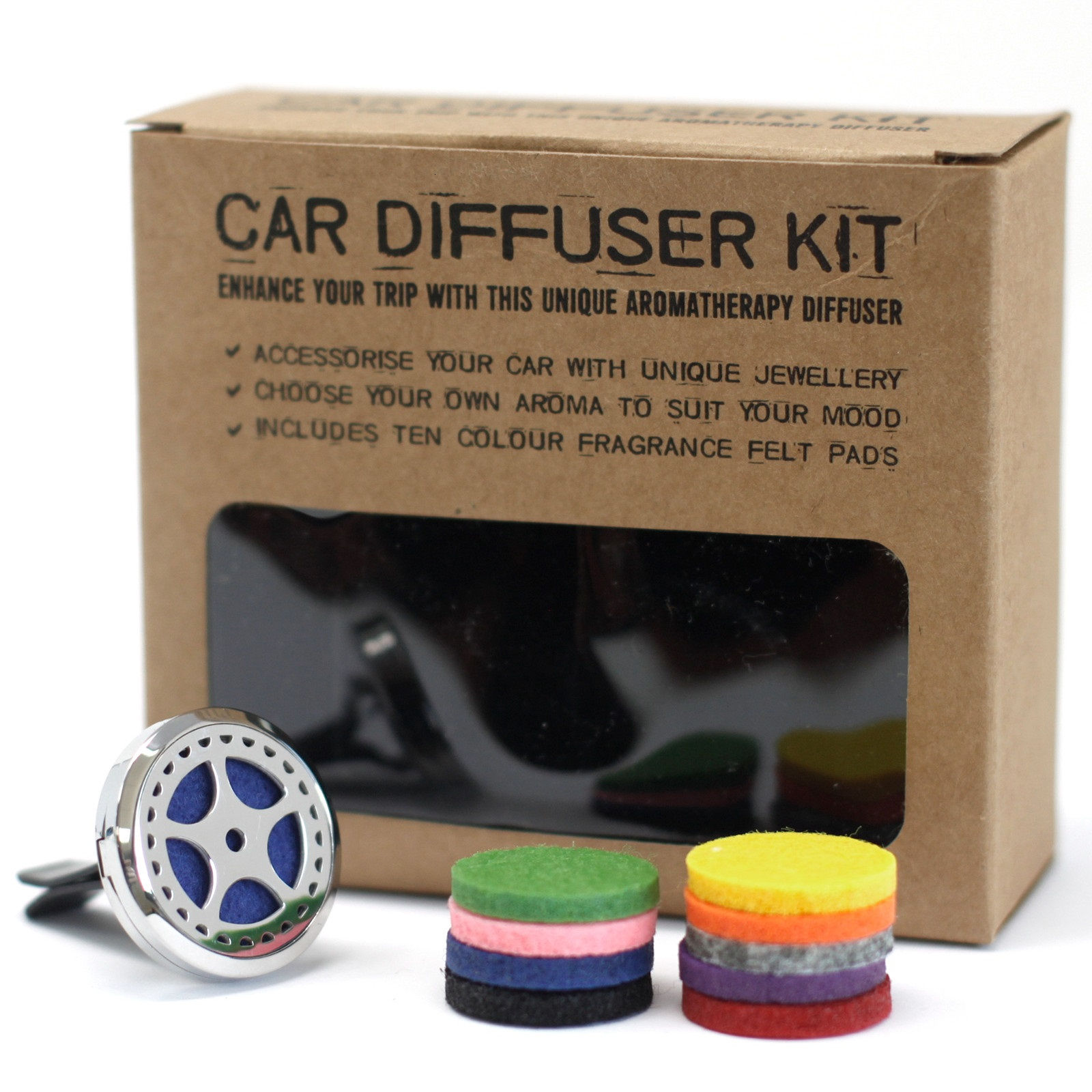 Auto Wheel Aromatherapy Car Diffuser Kit with 10ml Pure Essential Oil - 30mm