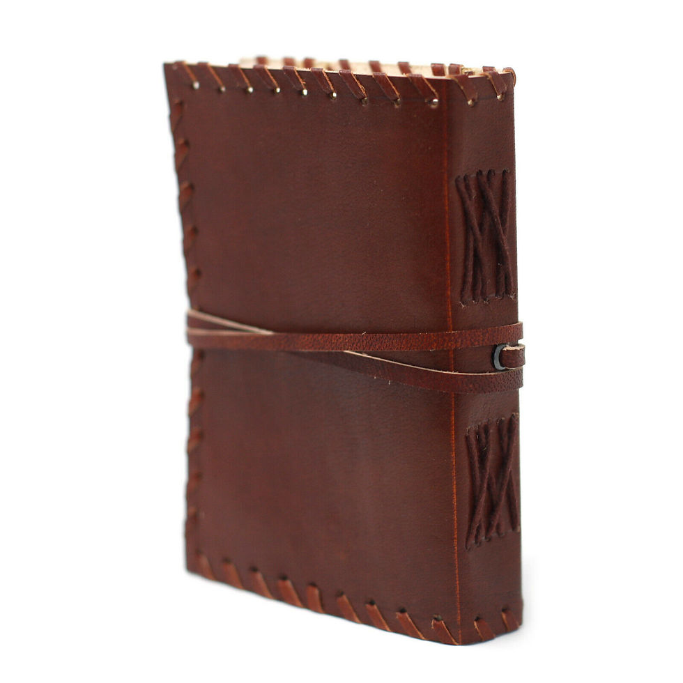 Thumbnail: Leather Book of Thoughts with Wrap Notebook with 200 pages (6x4") Journal Diary
