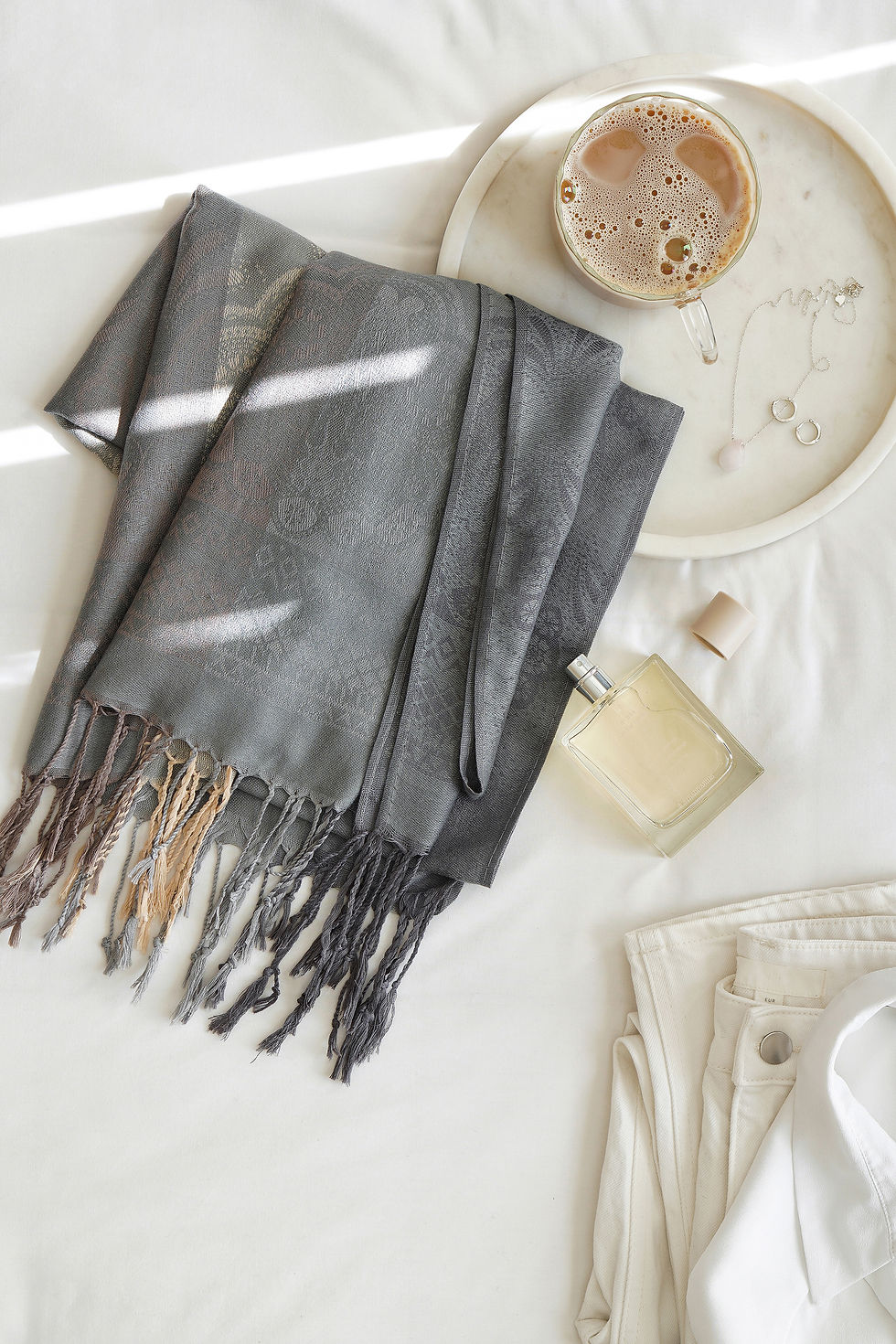 Thumbnail: Vintage Lace and Paisley Pashminas with tassels - 5 Colour Mixes