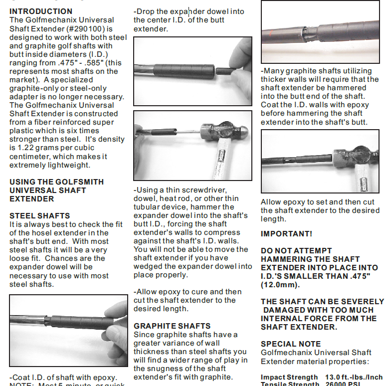 Golf Mechanix Universal Shaft Extender Golf Grips
