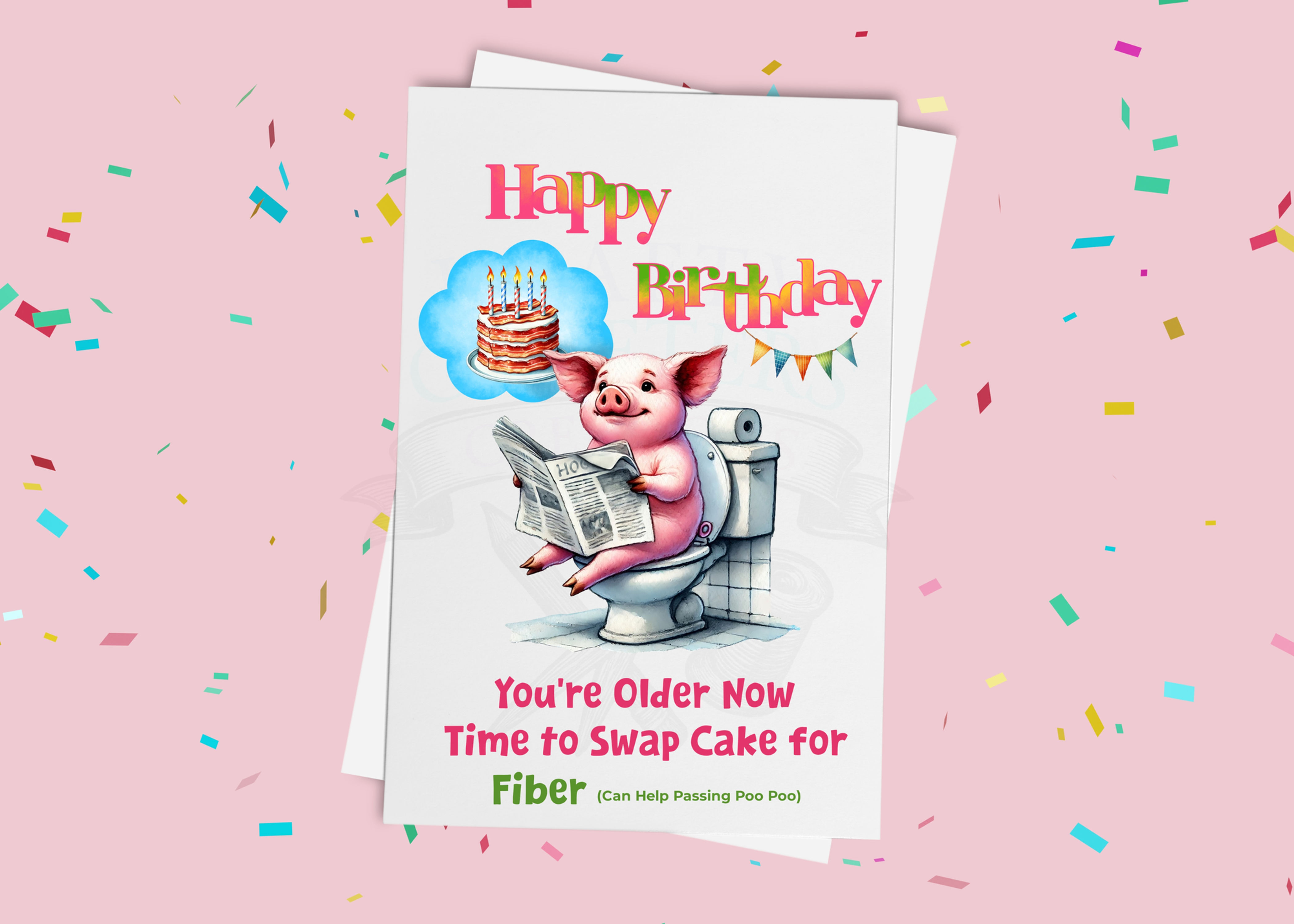 Funny Pig Birthday Card | Over the Hill Aging Birthday | Adult Humour Birthday