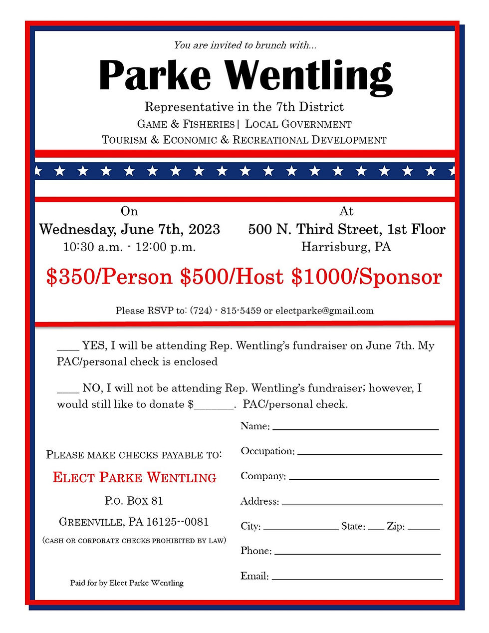 Rep. Parke Wentling's Brunch 
