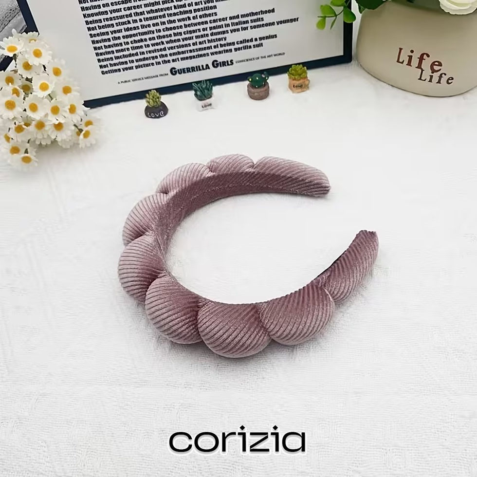 Miniatura: Fascia bombata a nuvola in velluto turchese per capelli
