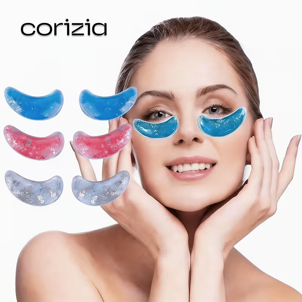 Maschera termica occhi in gel azzurro e rosa per occhiaie e borse