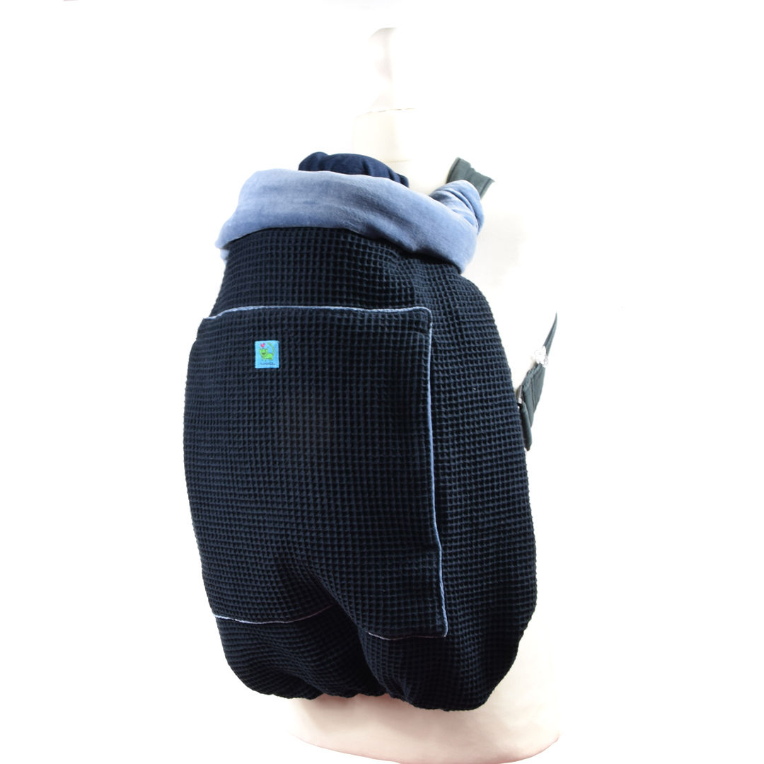Kunicape,tragecover,cover,Wetterschutz,babytrage,marine,hellblau,waffelmusterr