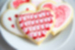 Heart cookies with red and pink designs