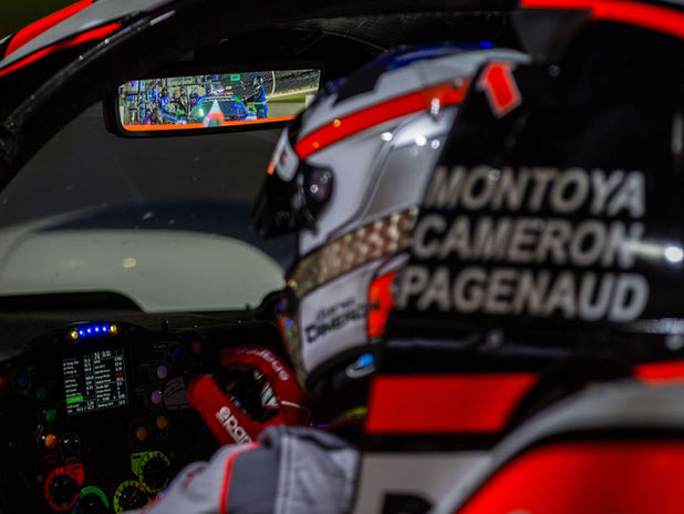 Driver during pit stop waiting for go signal