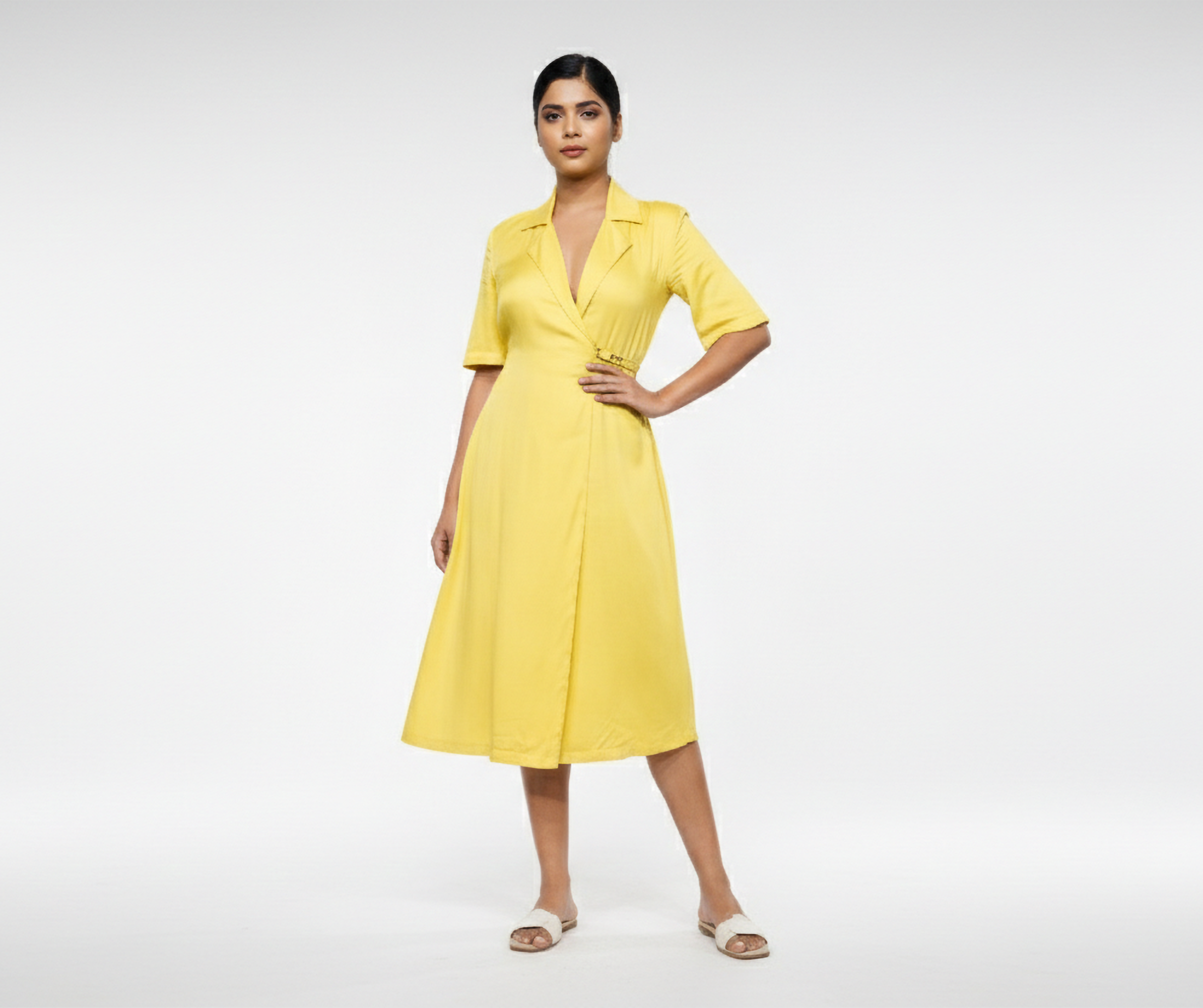 Coat Style Backless Wrap - Dress