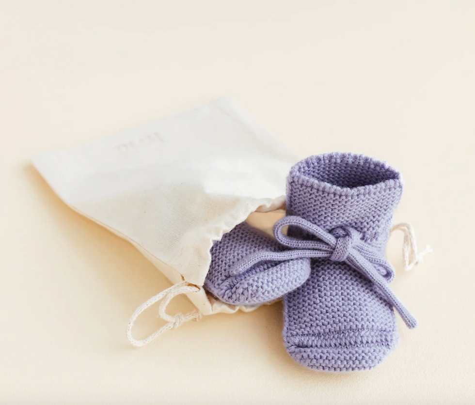 Miniature : Chaussons en laine 'lilac' - Hvid