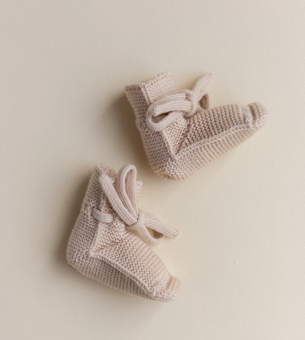 Miniature : Chaussons en laine 'oat' - Hvid