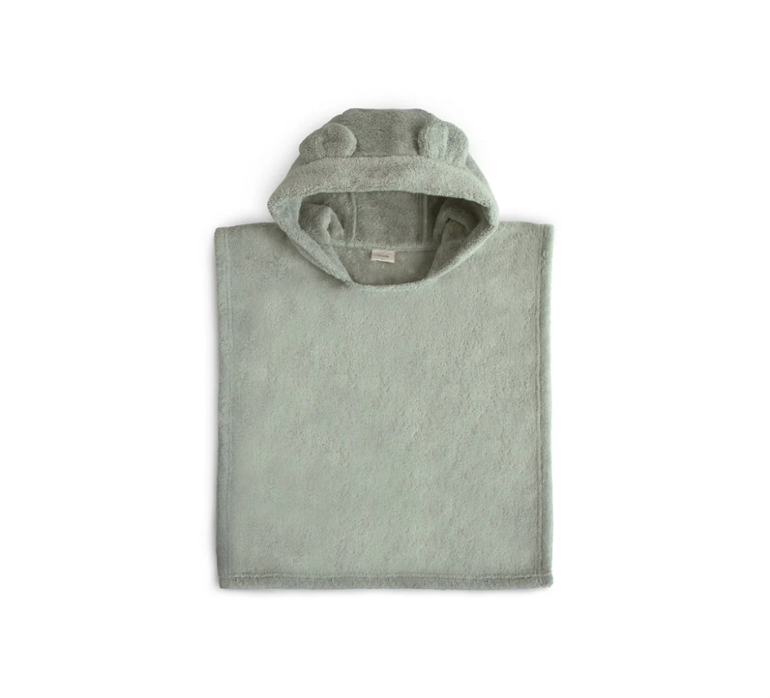 Poncho de bain ourson 'sauge' - Mushie