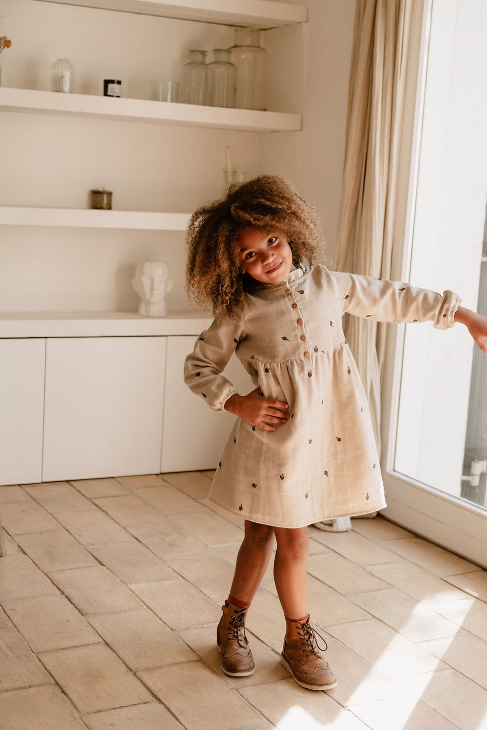 Robe longues manches Vermont 'gris artichaut' - Studio Bohème